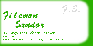 filemon sandor business card